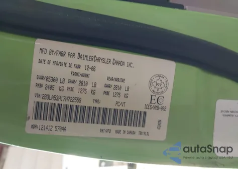 2007 Dodge Charger R/T z USA, uszkodzony, nr VIN 2B3LA53H17H722559